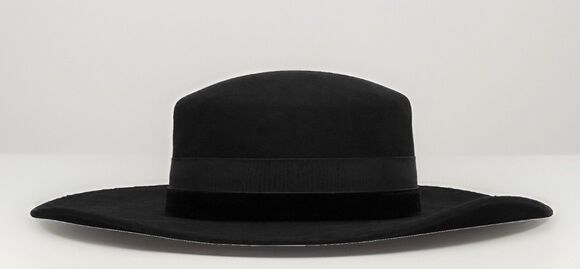 MiniMe Paris Black Wide Brim Felt Fedora Hat Handmade in France Velvet Ribbon R main image 6